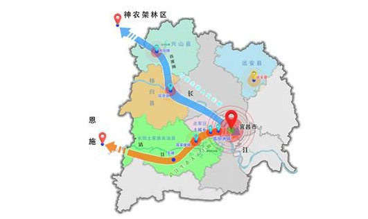 图为:宜昌城区山水环绕